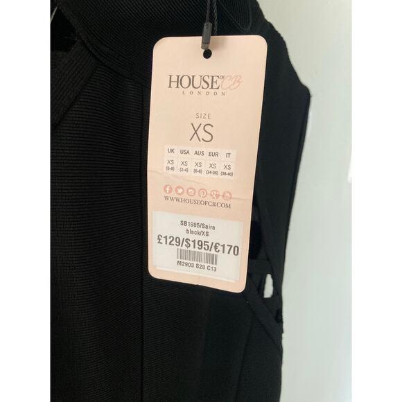 NWT House of CB Black Saira Bandage Bodycon Midi Sexy Cocktail Dress XS - Picture 6 of 7